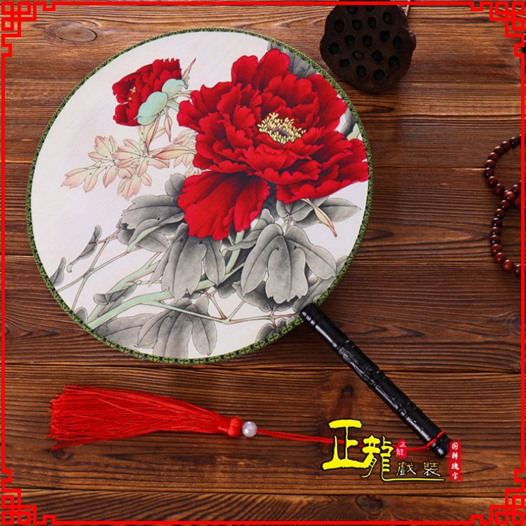 康古典中国风团扇空白扇跳舞蹈扇 真丝宫扇