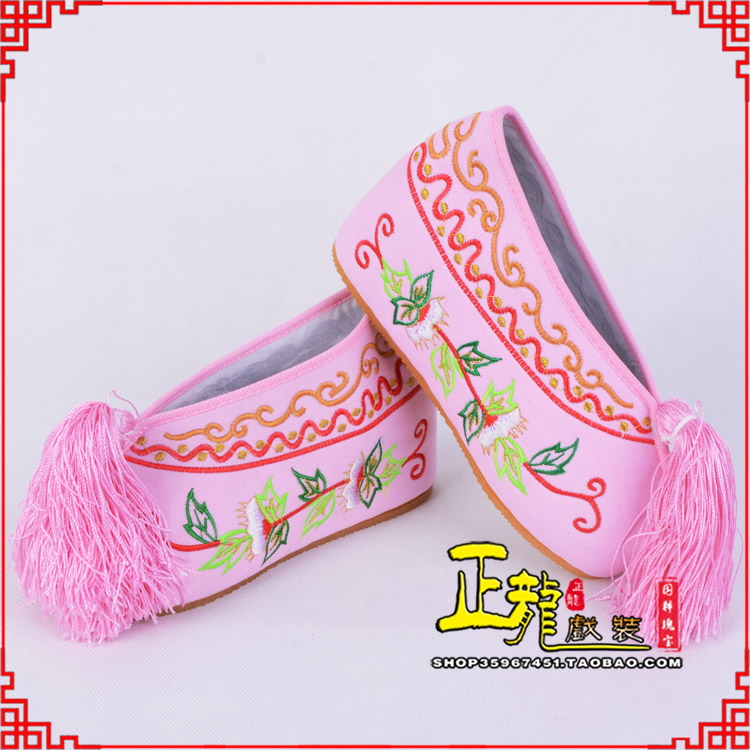 康花旦鞋女绣花彩鞋 舒适款草花内高彩鞋