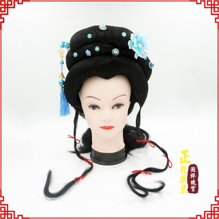 康戏剧服装京剧越剧小旦花旦丫鬟假发 小姐头套